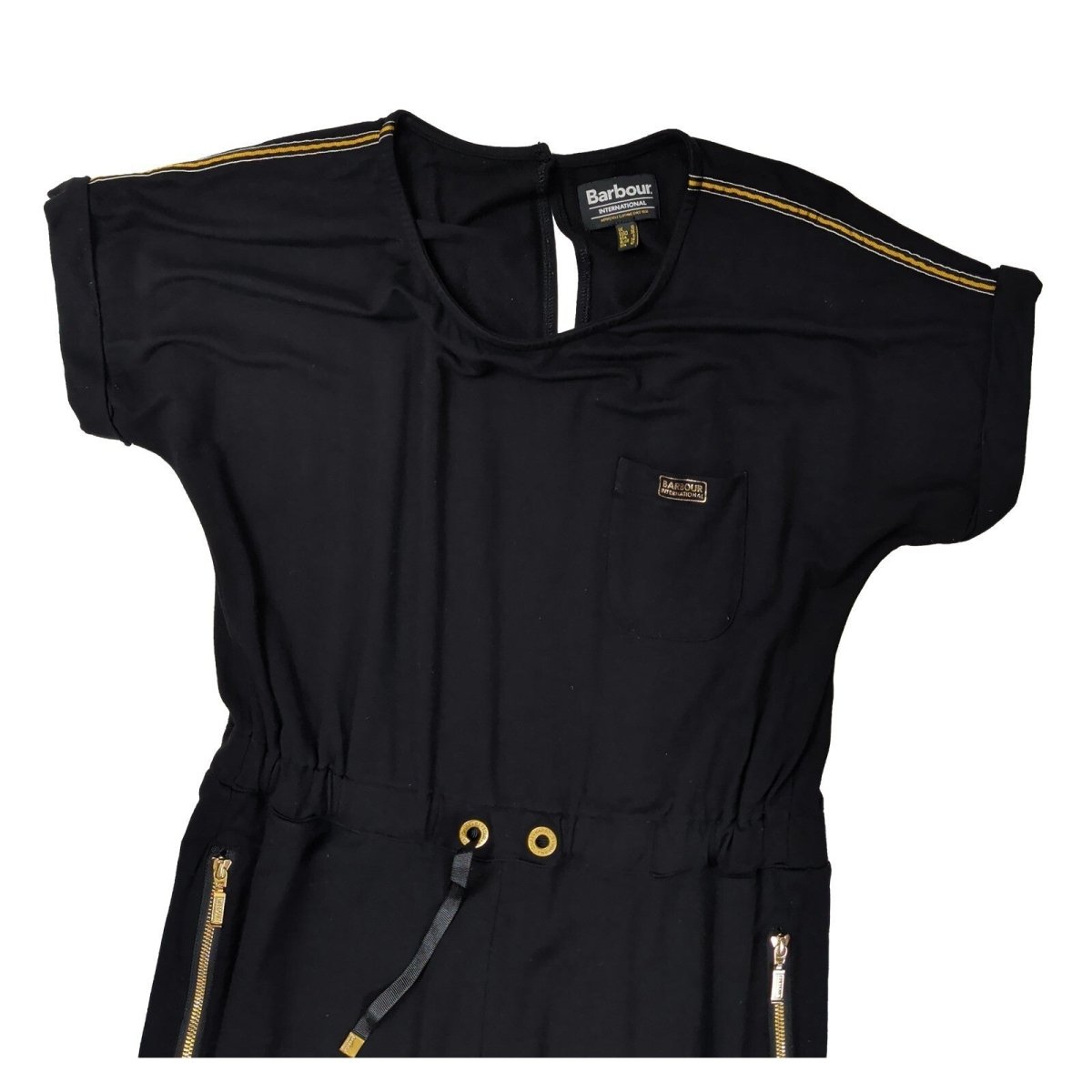 Barbour International Pace Jumpsuit UK 10 Black Gold Zip Tapered Leg – product photo 2 | RewearableUK