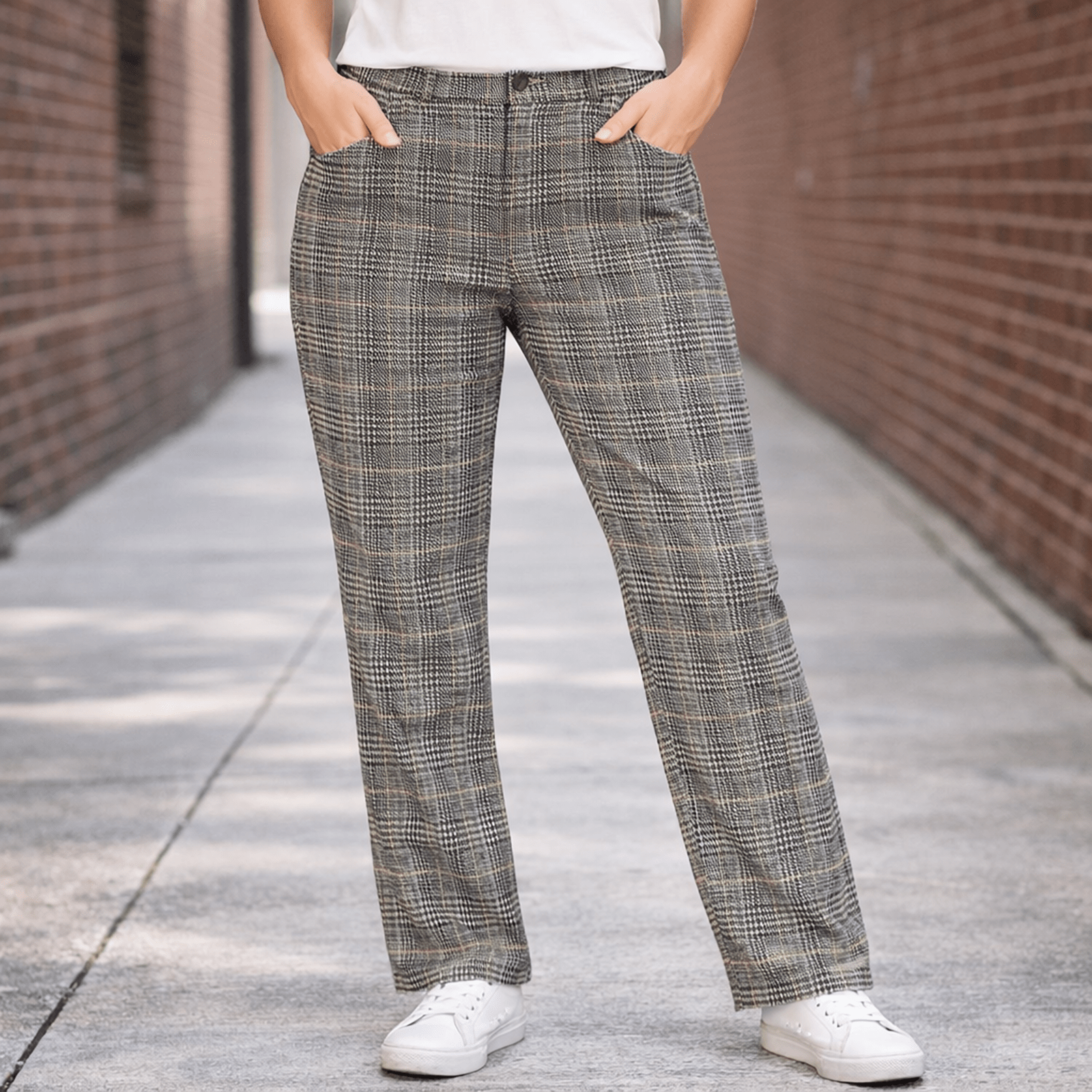 barbour lothian womens grey tartan check slim straight trousers pants uk 10 by Barbour – trousers | RewearableUK