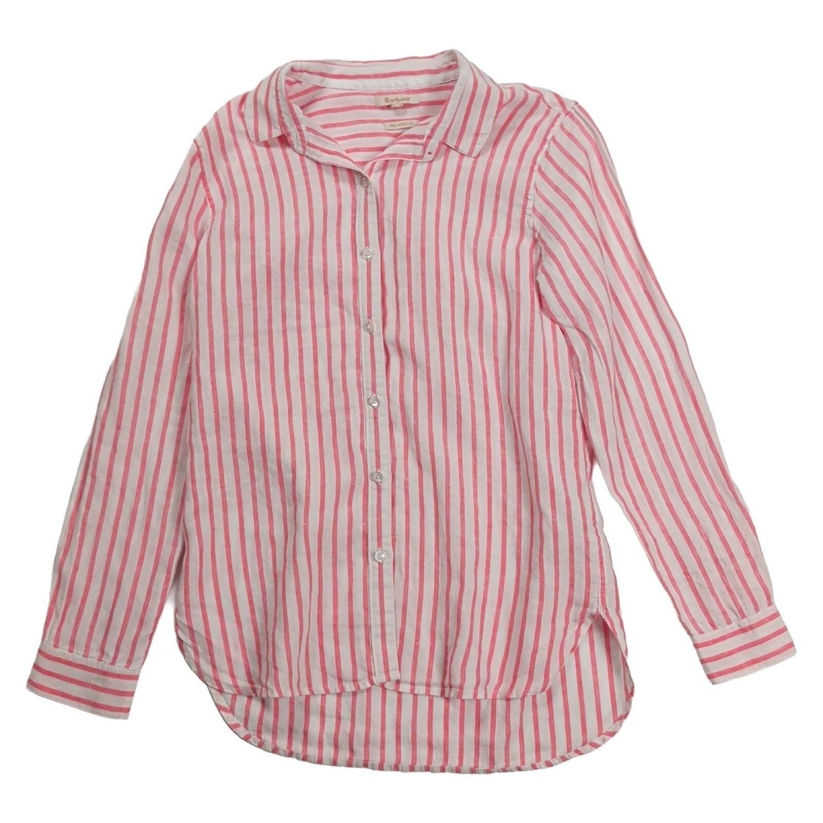 Barbour Marine Pink Striped Linen Shirt – UK 10 – product photo 1 | RewearableUK