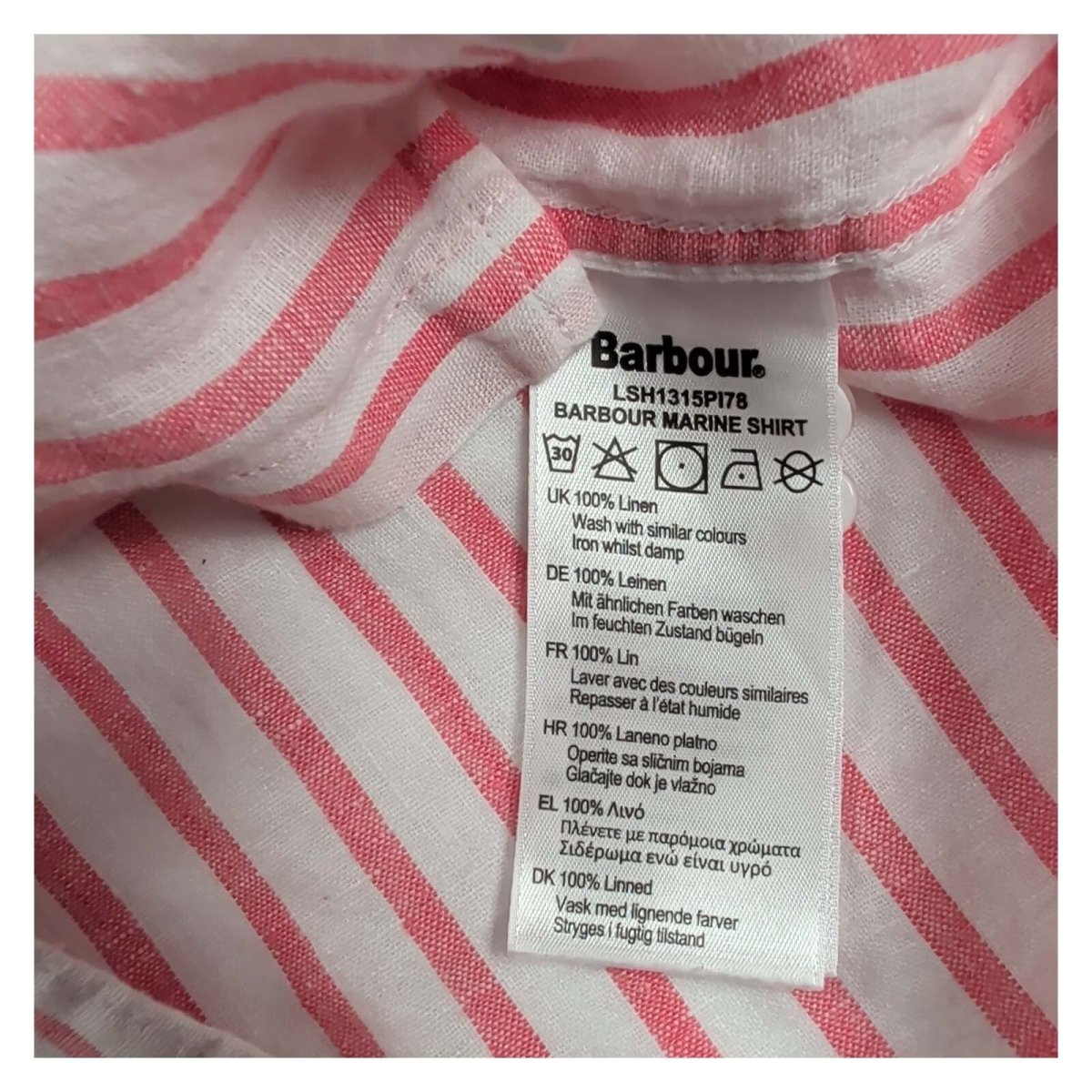 Barbour Marine Pink Striped Linen Shirt – UK 10 – product photo 5 | RewearableUK