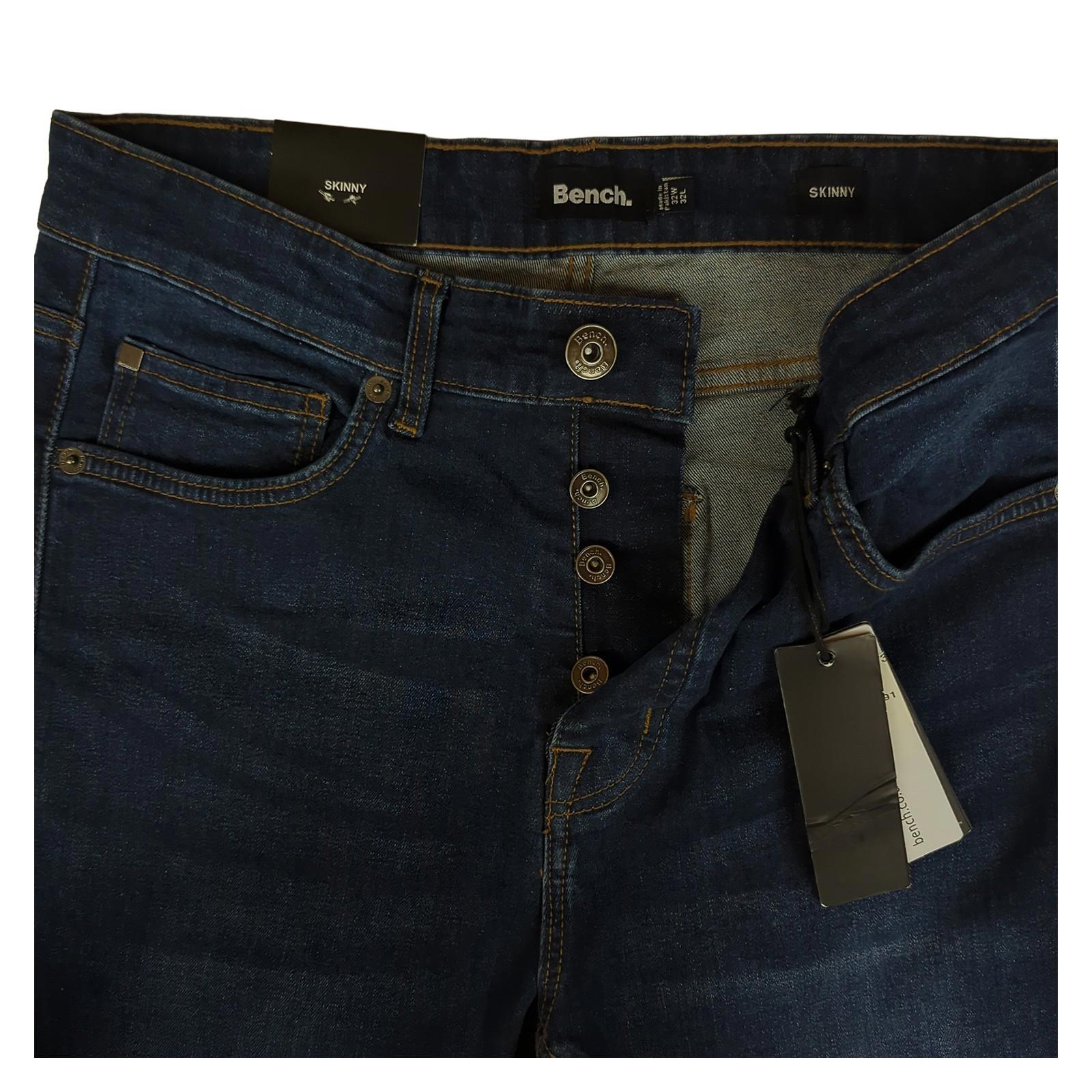Bench Bench Skinny Fit Dark Blue Jeans W32 L31 Button Fly Stretch Denim NWT JEANS RewearableUK