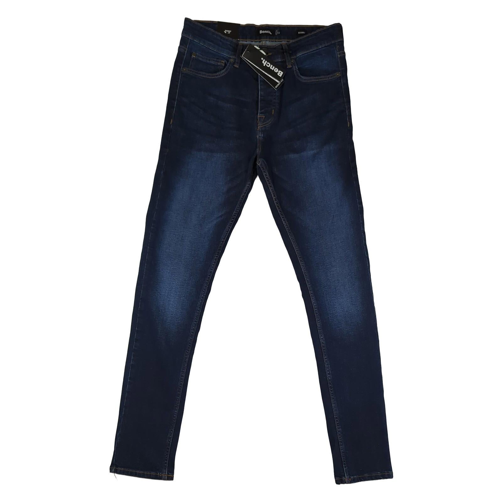 Bench Bench Skinny Fit Dark Blue Jeans W32 L31 Button Fly Stretch Denim NWT JEANS RewearableUK