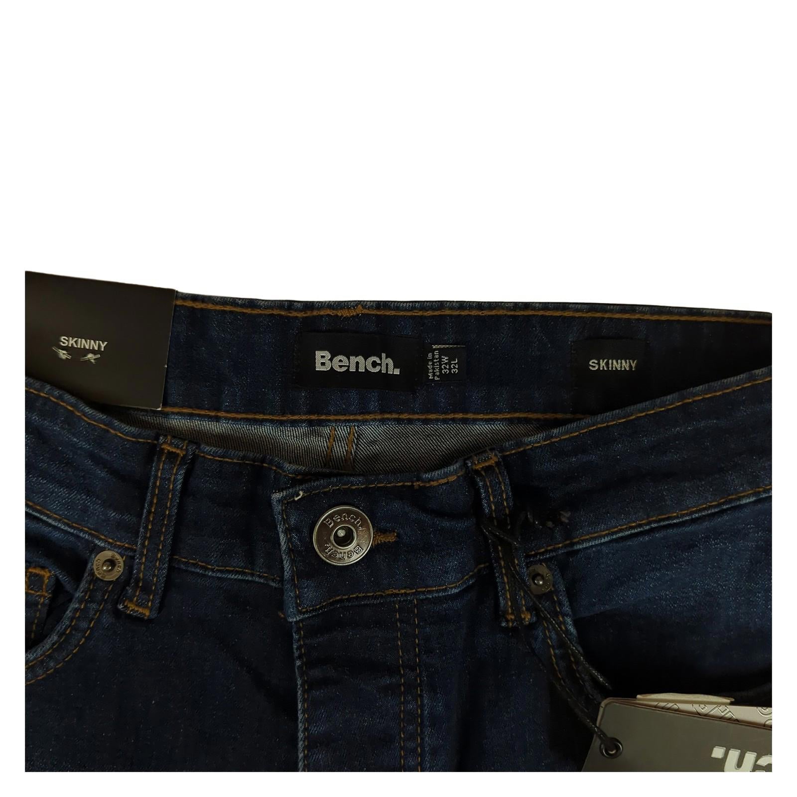 Bench Bench Skinny Fit Dark Blue Jeans W32 L31 Button Fly Stretch Denim NWT JEANS RewearableUK