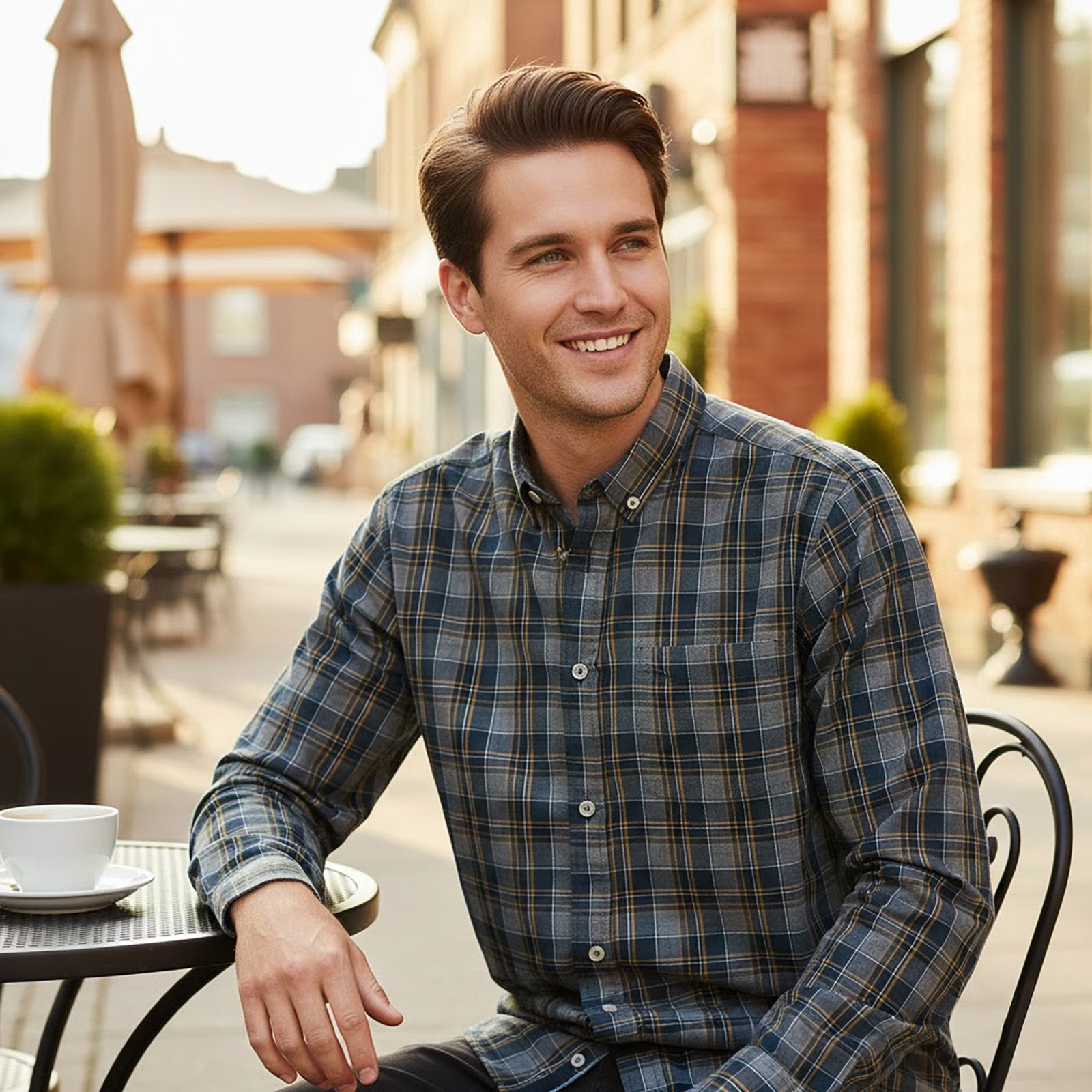 Benetton Mens Shirt 15.5 M Medium Multicoloured Check Long Sleeve Cotton Used by United Colors Of Benetton – shirt | RewearableUK