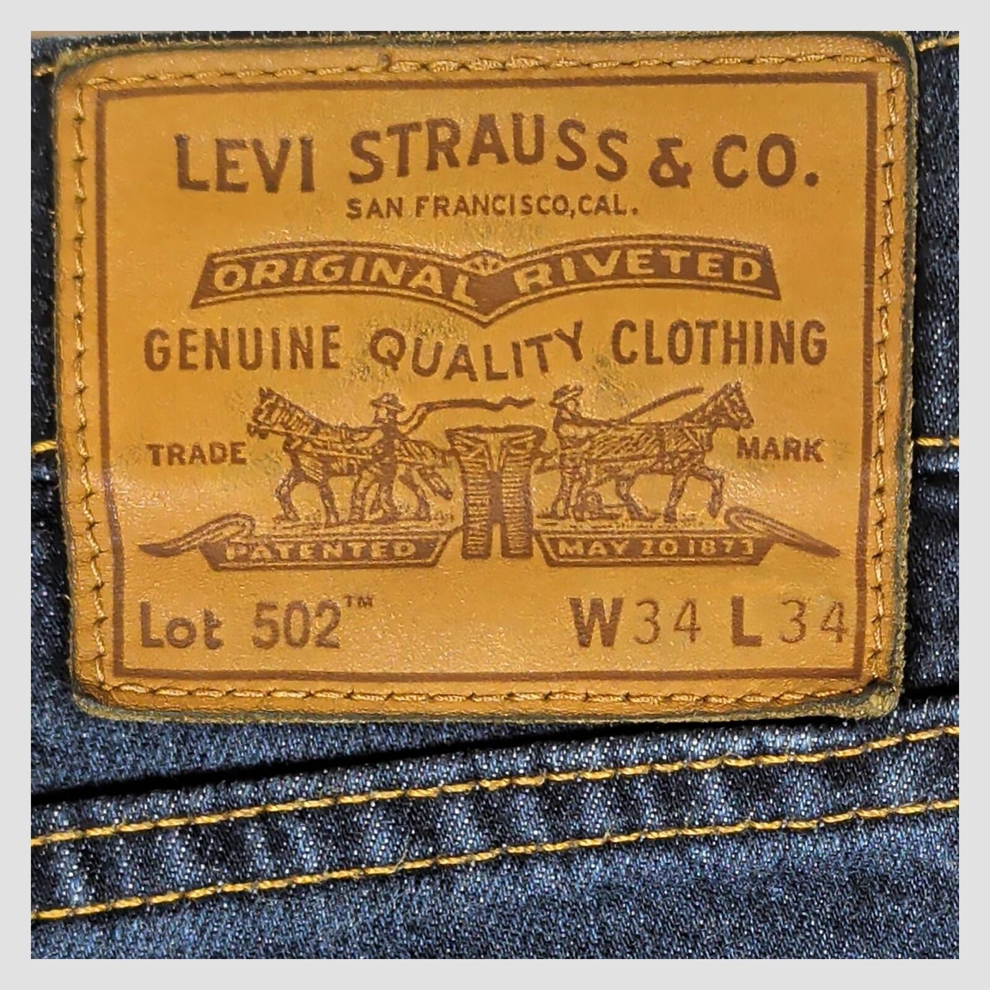 Levi's 502 Performance Mens Jeans W34 L34 Blue Regular Taper Denim