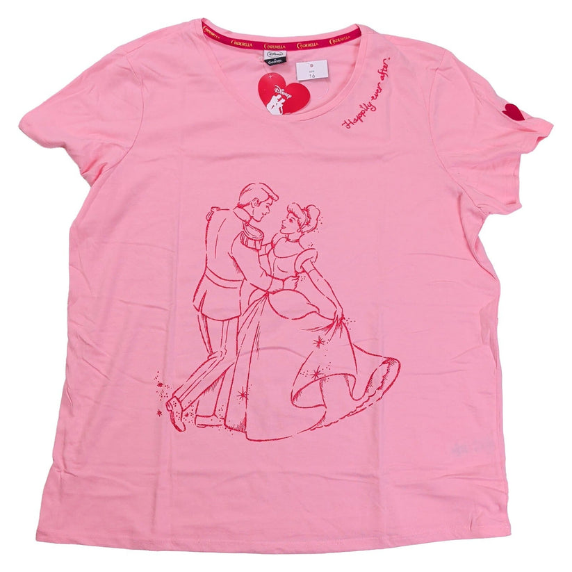 Disney Cinderella Pink Graphic T-Shirt Women's UK 16, New With Tags