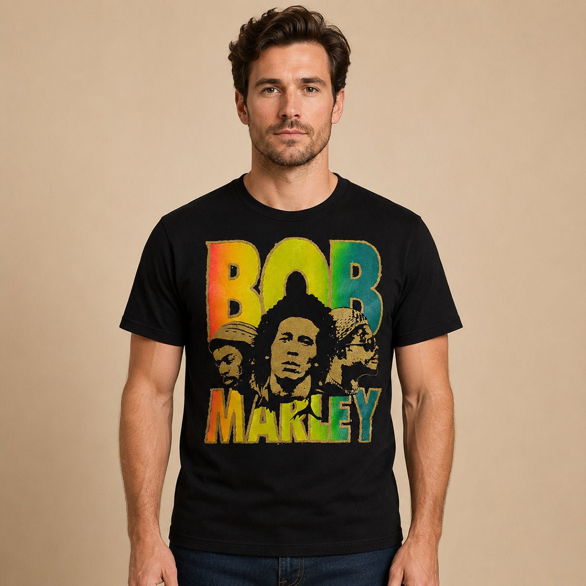Bob Marley Rasta Graphic T-Shirt L Black Gildan – product photo 1 | RewearableUK