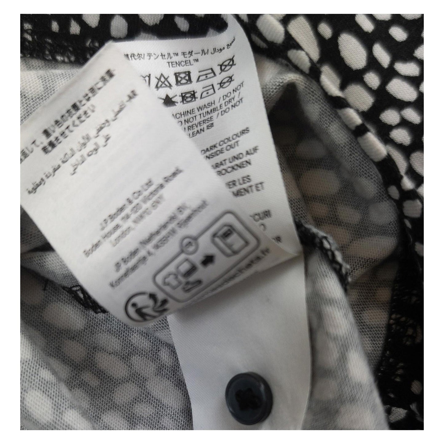 Boden Blouse Top UK 12 Black White Abstract Dot Print Cotton Tencel Long Sleeve by Boden – | RewearableUK