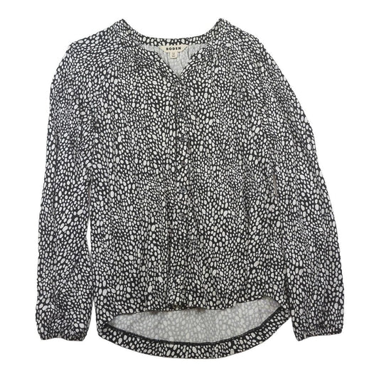 Boden Blouse Top UK 12 Black White Abstract Dot Print Cotton Tencel Long Sleeve by Boden – | RewearableUK