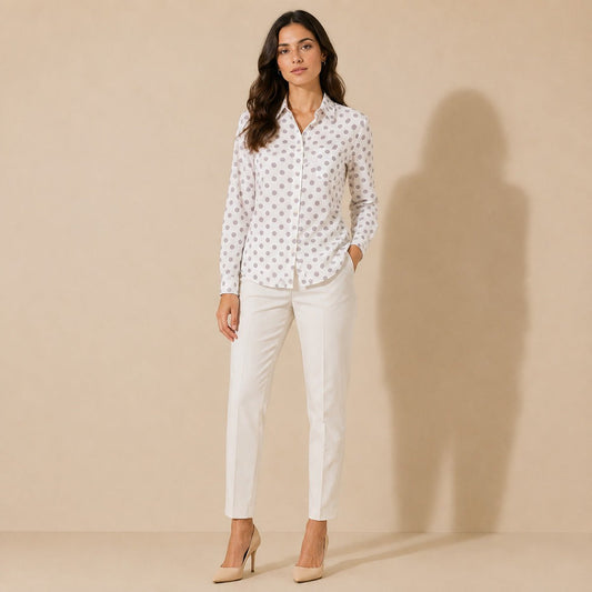 Boden Classic Polka Dot Shirt UK 12R Ivory 100% Cotton – Shirt product photo 1 | RewearableUK