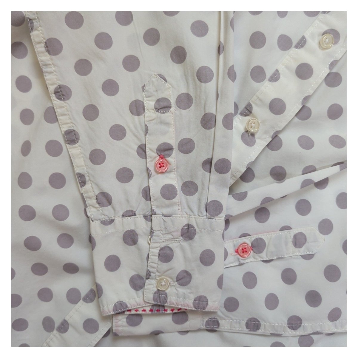 Boden Classic Shirt UK 12R White Grey Polka Dot 100% Cotton Long Sleeve – product photo 3 | RewearableUK