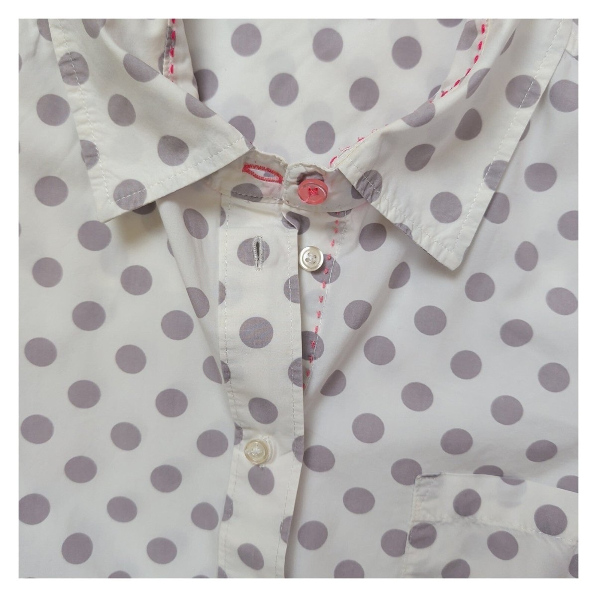 Boden Classic Shirt UK 12R White Grey Polka Dot 100% Cotton Long Sleeve – product photo 5 | RewearableUK
