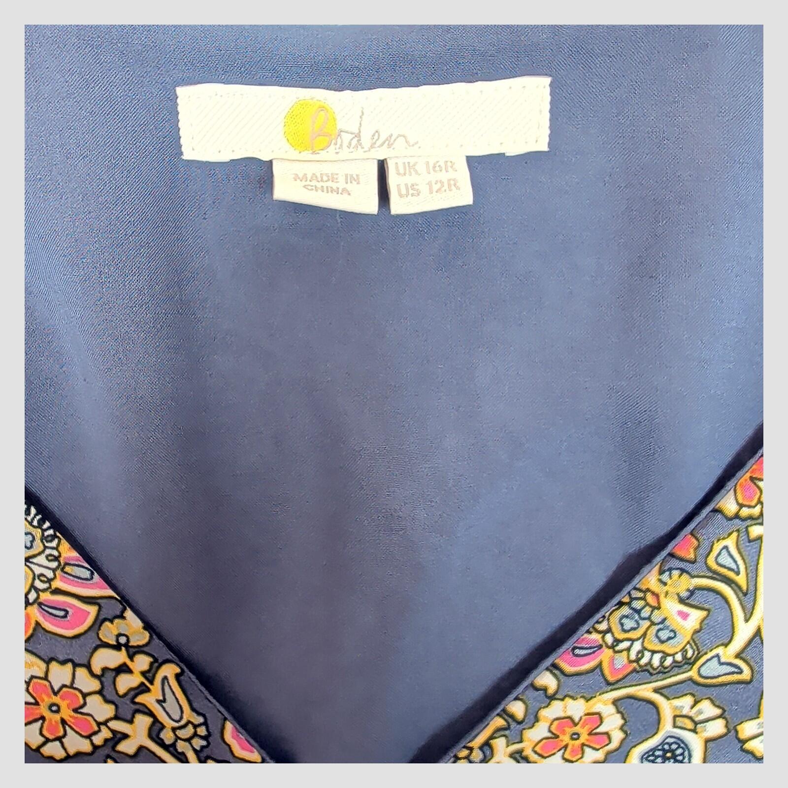 Boden Floral Dress Blue V Neck Fit Flare UK 16 Summer Viscose by Boden – | RewearableUK