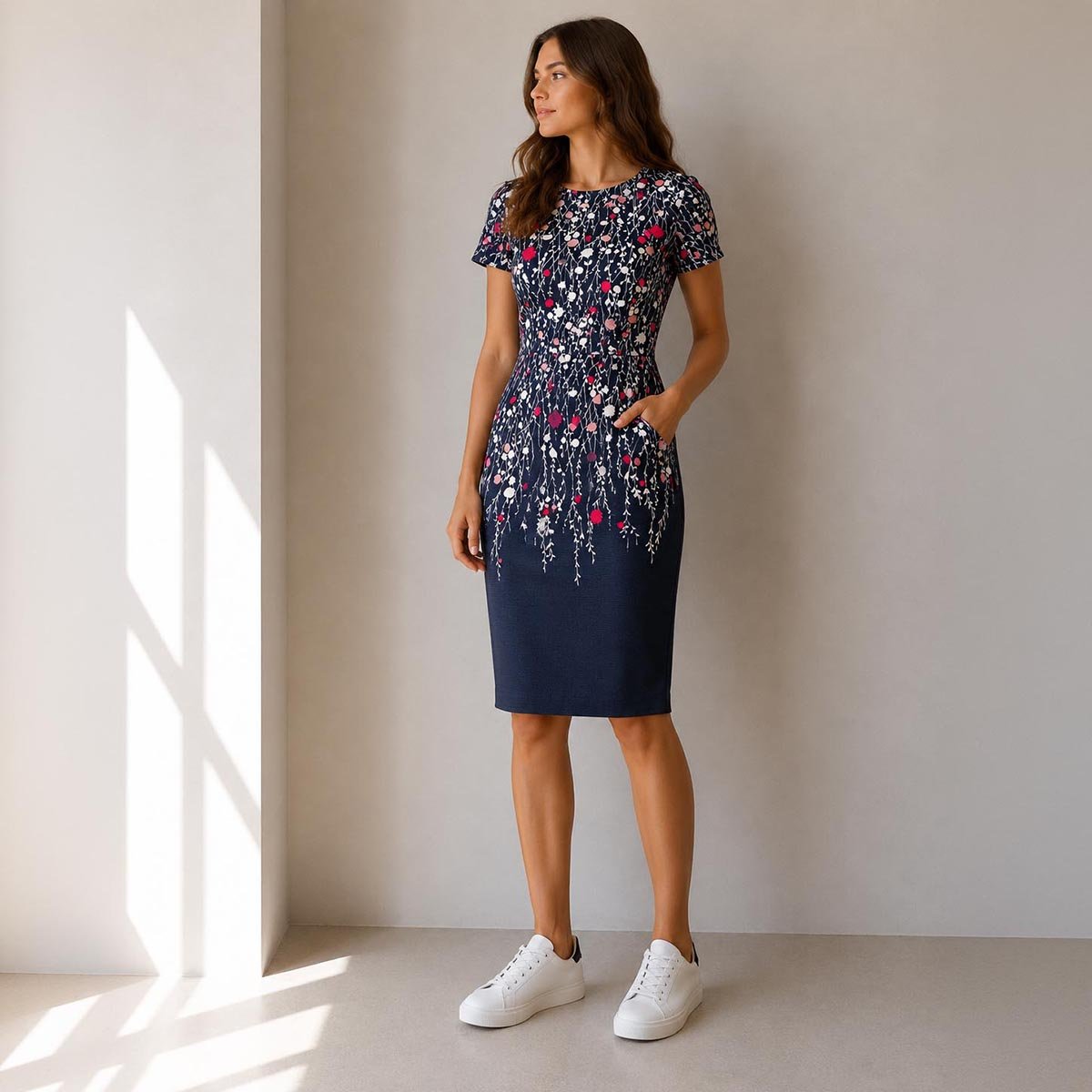 Boden Floral Shift Dress UK 16R Navy Blue Knee Length by Boden – DRESSING | RewearableUK