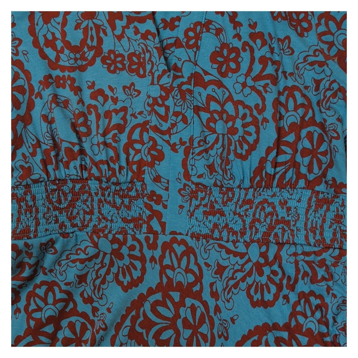 Boden Ivy Smocked Midi Dress UK 14R Blue Paisley EcoVero Jersey D1034 – product photo 3 | RewearableUK