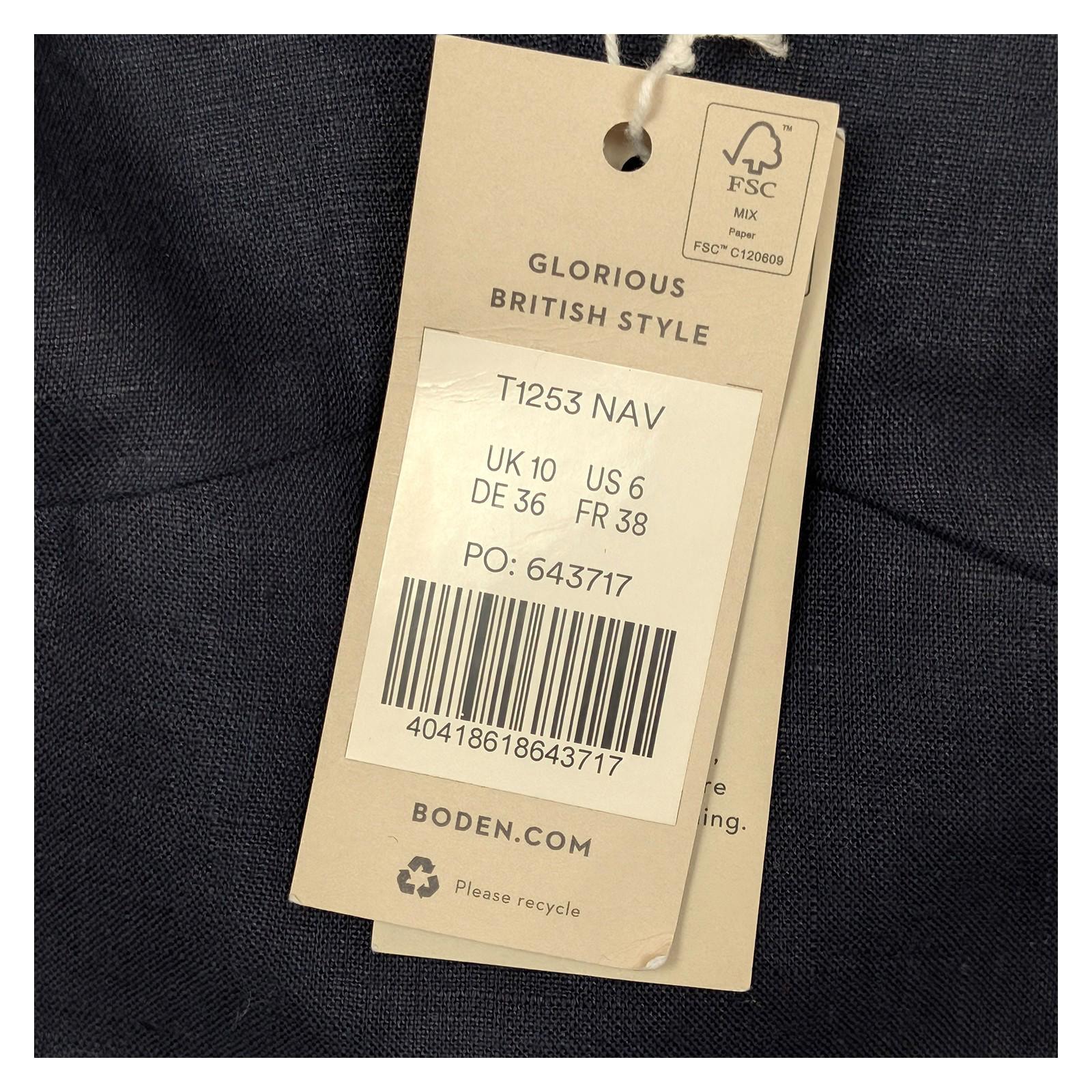 Boden Linen Crop Top UK 10 Navy Blue Sweetheart Neck Puff Sleeve Blouse BNWT by Boden – | RewearableUK