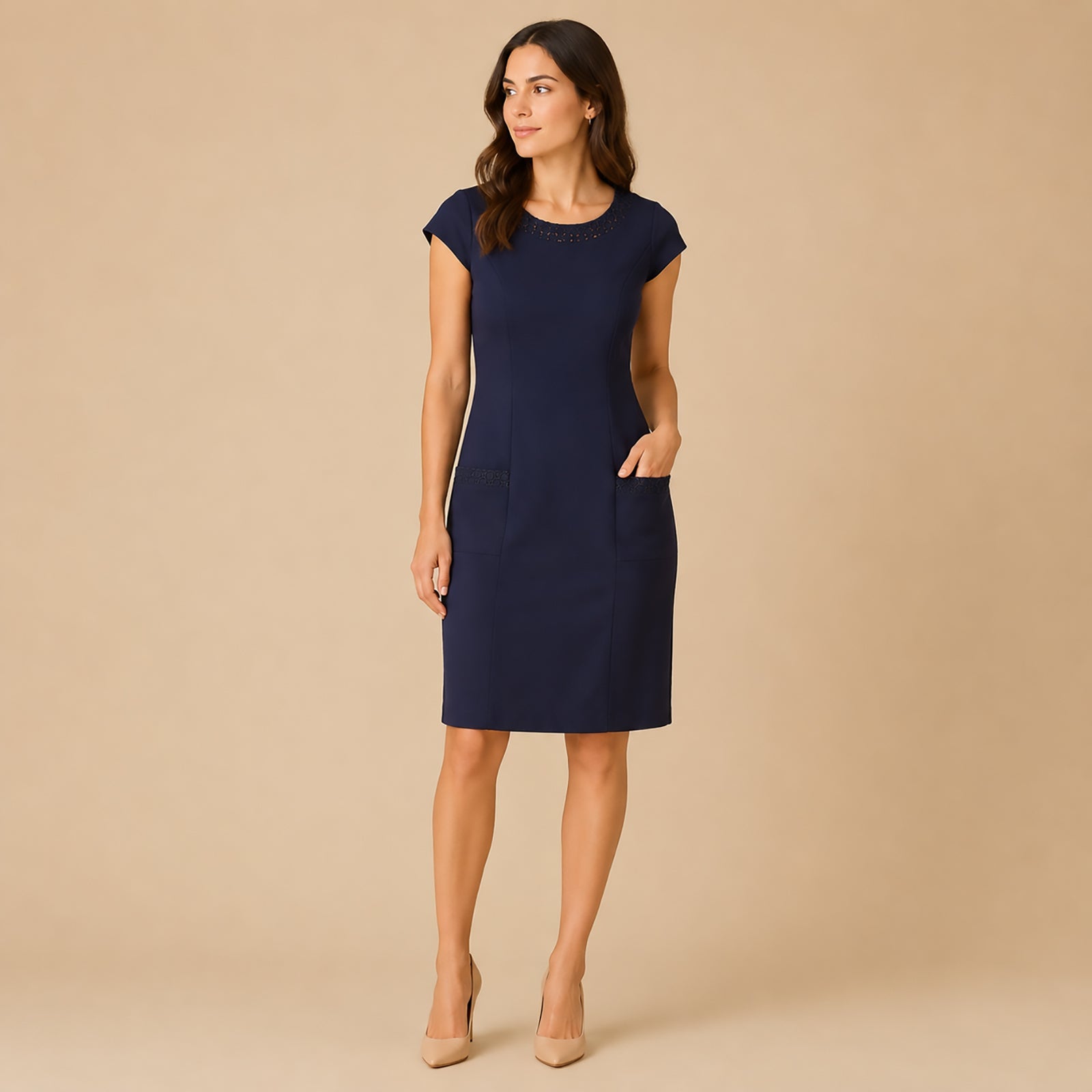 Boden Navy Lace Trim Shift Dress UK 10 Midi Womens by Boden – DRESSING | RewearableUK