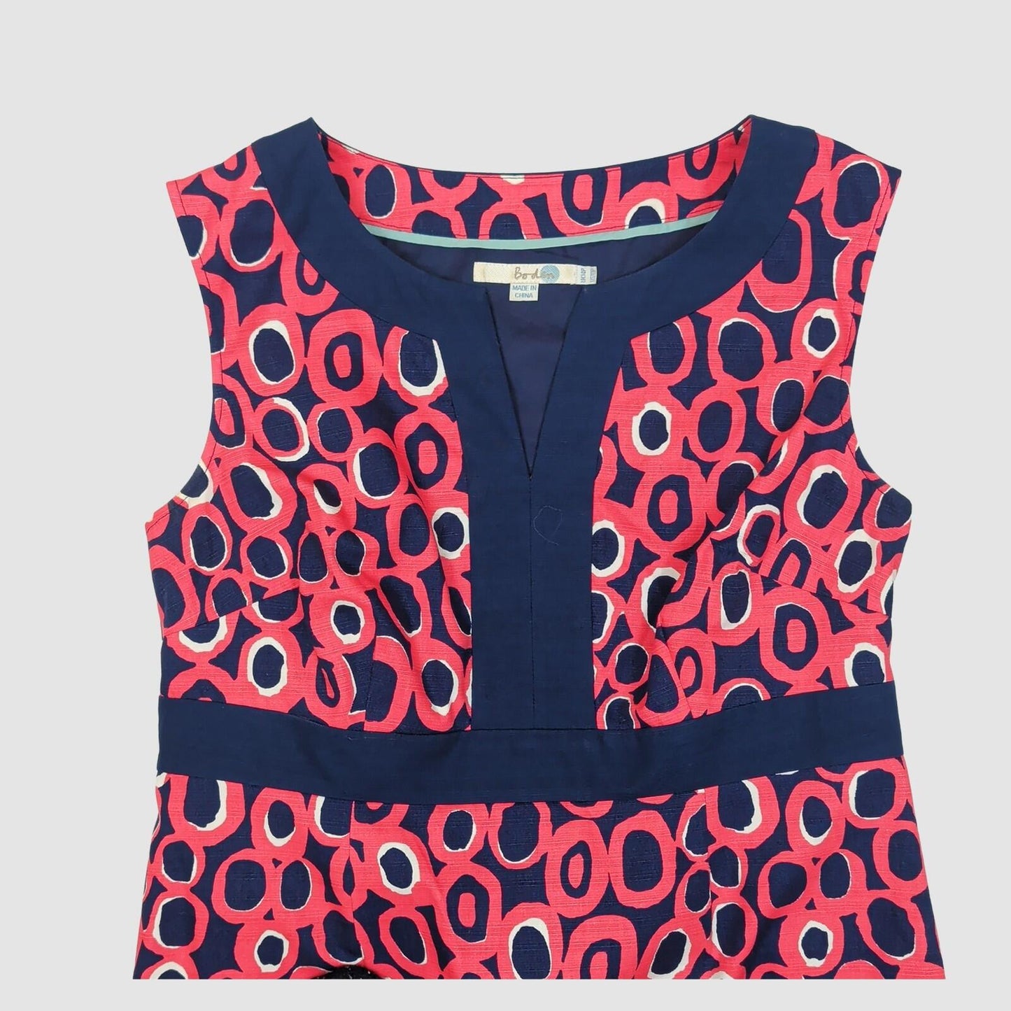 Boden Pink Navy Printed Sleeveless Shift Dress UK 14P US 10P Knee Length by Boden – DRESSING | RewearableUK