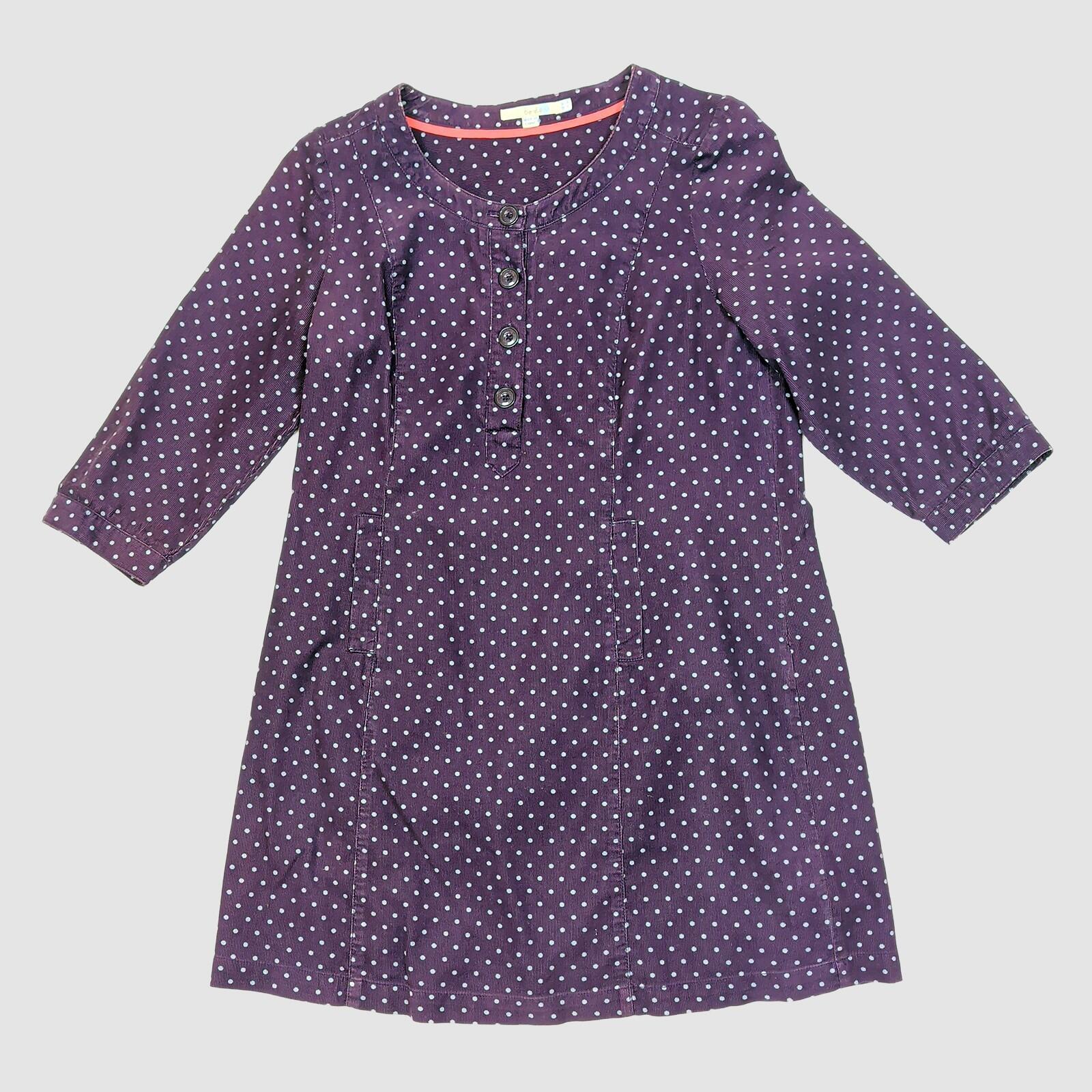 Boden Purple Polka Dot Corduroy Tunic Dress 3/4 Sleeve Pockets Womens UK 14 by Boden – | RewearableUK