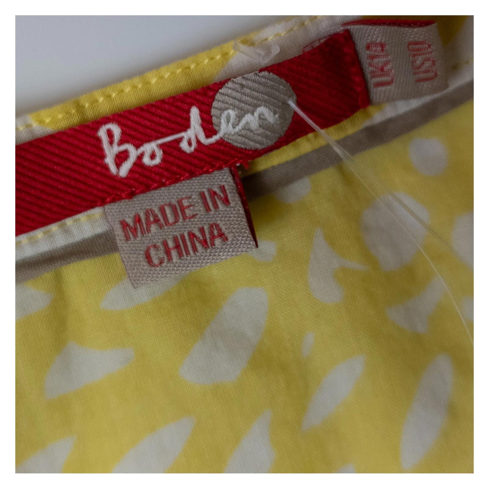 Boden Top UK 14 Yellow 100% Cotton Print Henley Short Sleeve NWOT by Boden – | RewearableUK