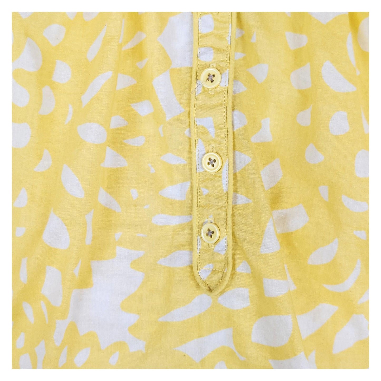 Boden Top UK 14 Yellow 100% Cotton Print Henley Short Sleeve NWOT by Boden – | RewearableUK