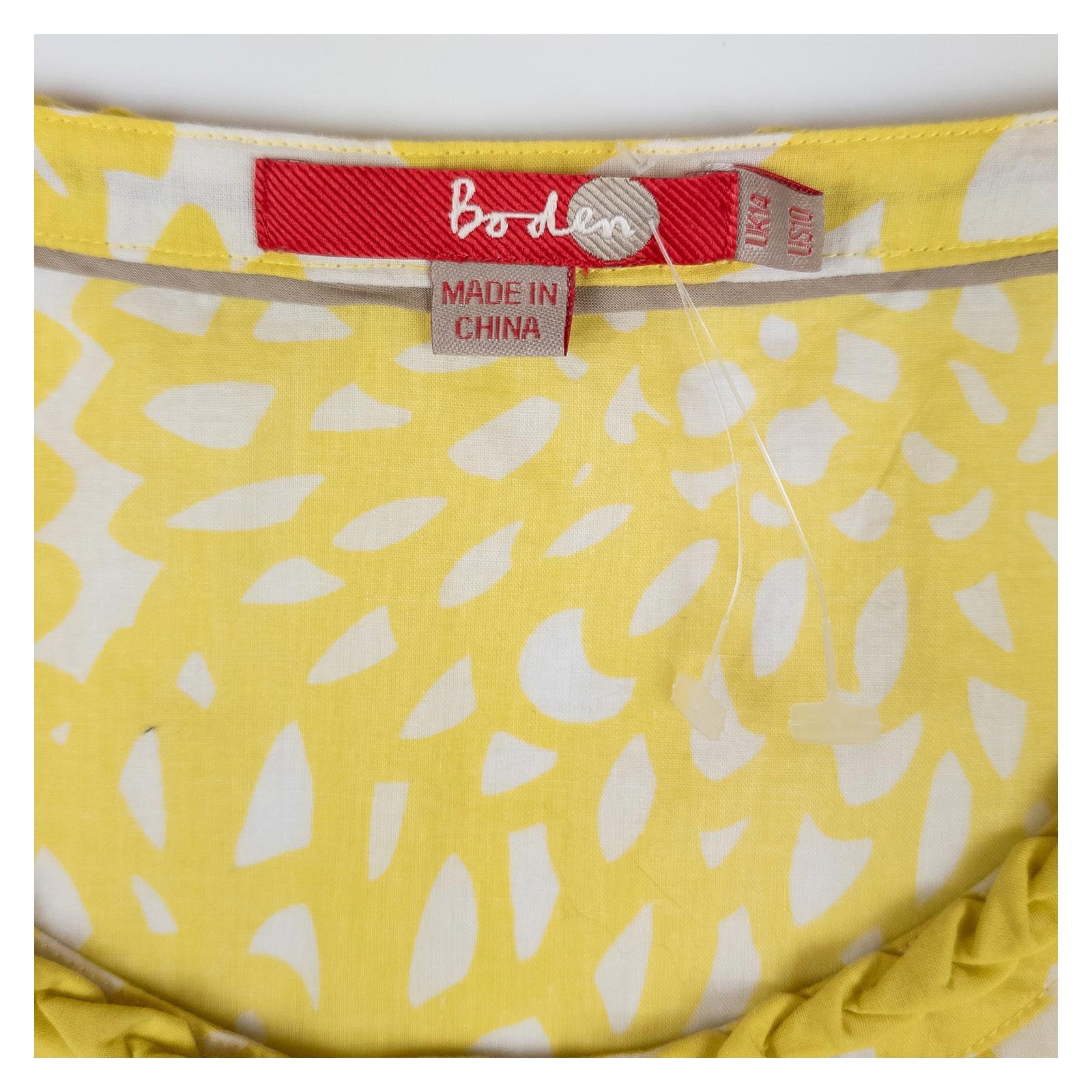 Boden Top UK 14 Yellow 100% Cotton Print Henley Short Sleeve NWOT by Boden – | RewearableUK