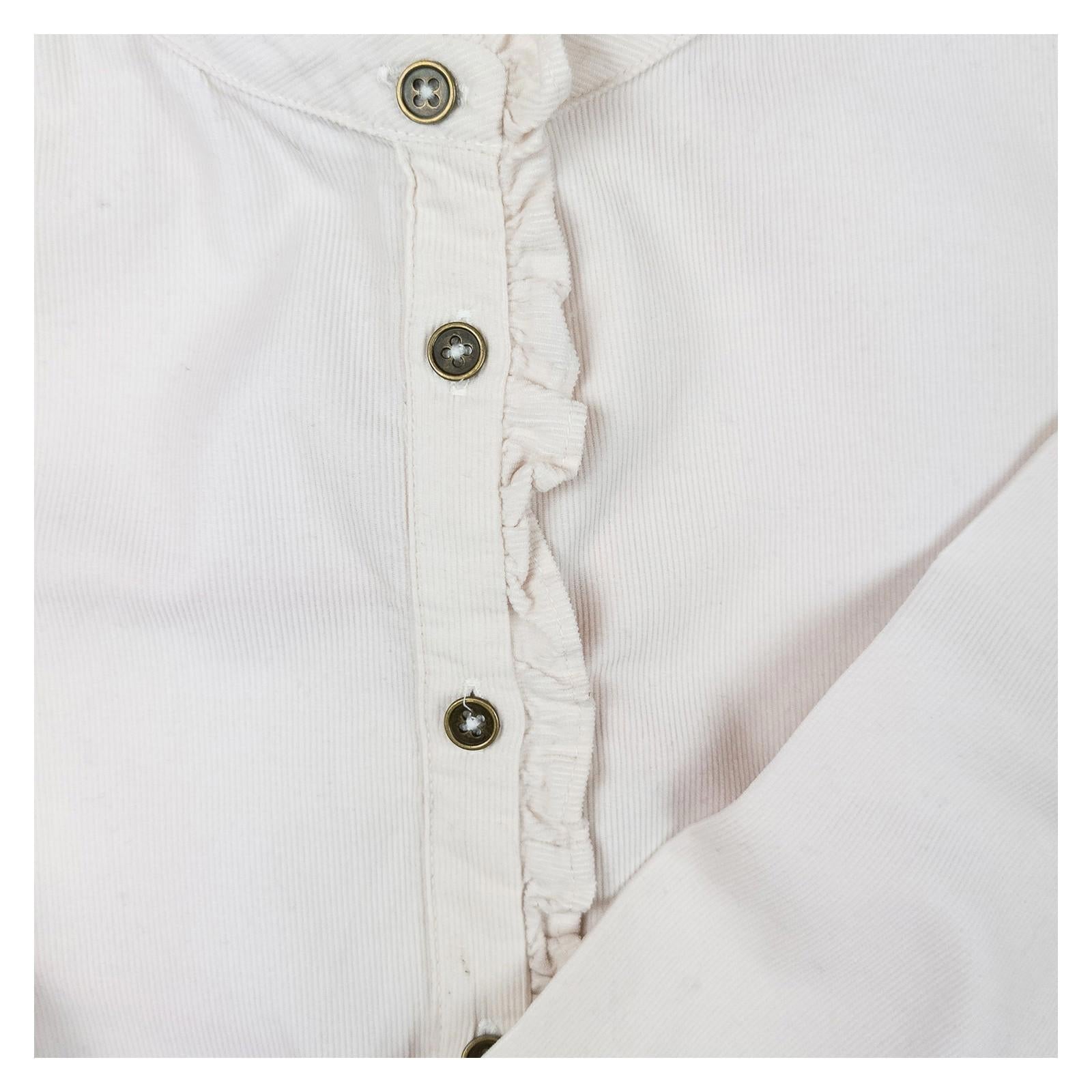 Boden Woman Cream Corduroy Shirt Size UK 6 Needlecord Ruffle Trim Cotton Top by Boden – | RewearableUK
