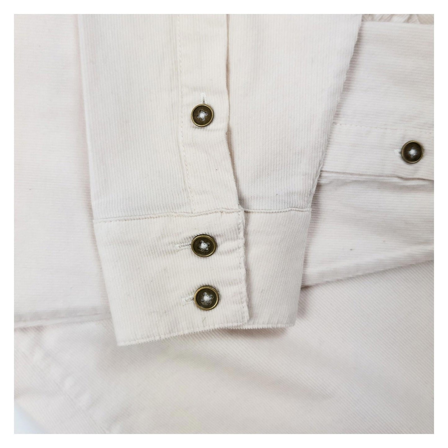 Boden Woman Cream Corduroy Shirt Size UK 6 Needlecord Ruffle Trim Cotton Top by Boden – | RewearableUK