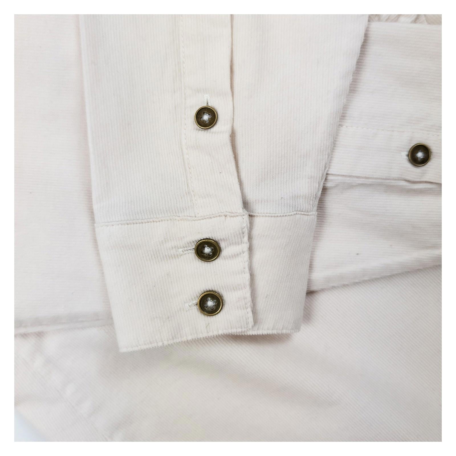 Boden Woman Cream Corduroy Shirt Size UK 6 Needlecord Ruffle Trim Cotton Top by Boden – | RewearableUK