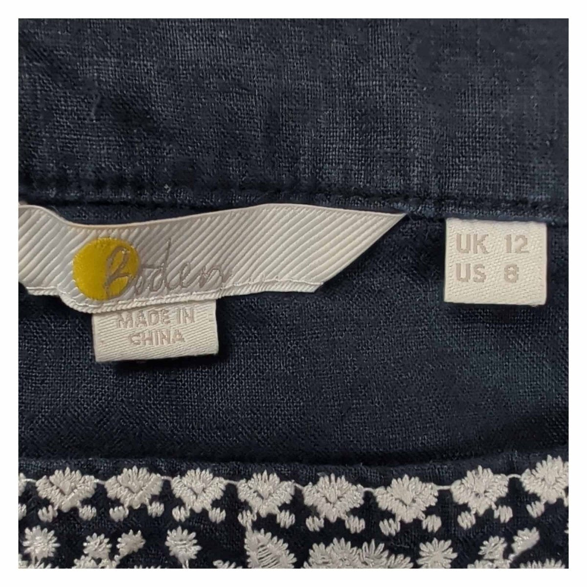 Boden Womens 100% Linen Blouse UK 12 Navy Embroidered Square Neck Puff Sleeve – product photo 4 | RewearableUK