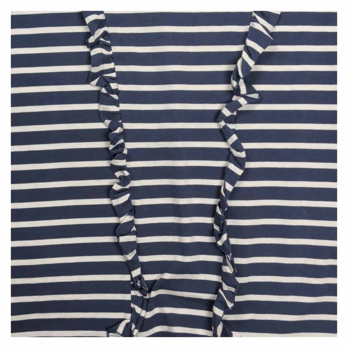 Boden Womens Breton Top UK 12 Navy White Striped Cotton Ruffle Long Sleeve – product photo 2 | RewearableUK