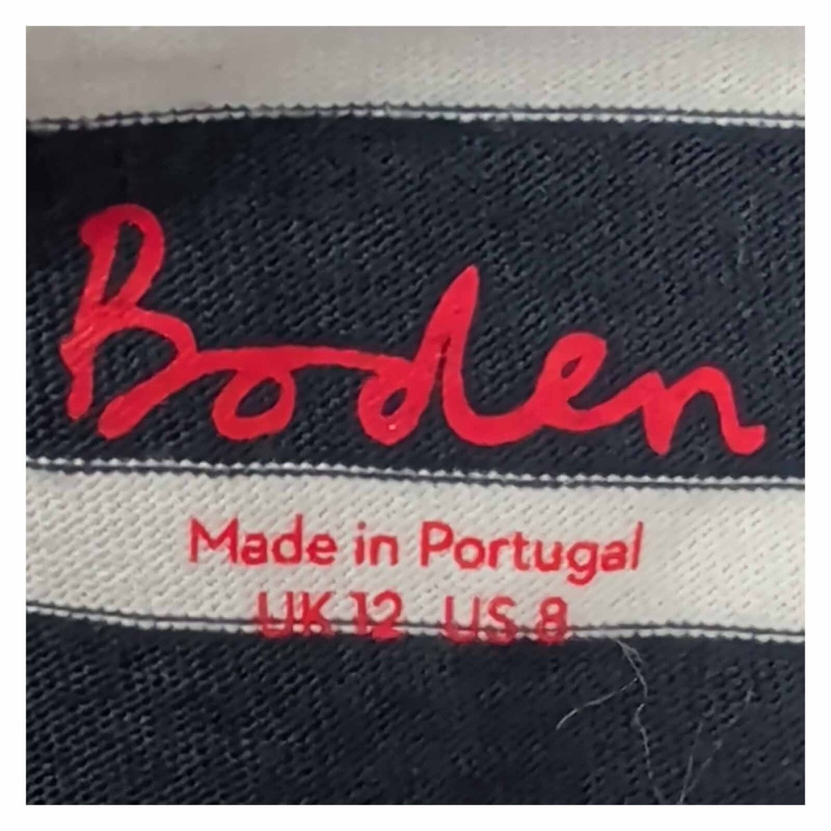 Boden Womens Breton Top UK 12 Navy White Striped Cotton Ruffle Long Sleeve – product photo 3 | RewearableUK