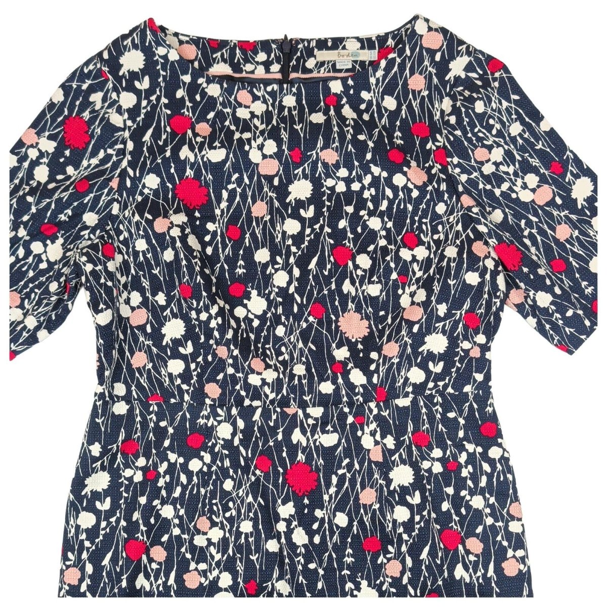 boden womens navy blue floral short sleeve knee length shift dress size uk 16 r by Boden – | RewearableUK