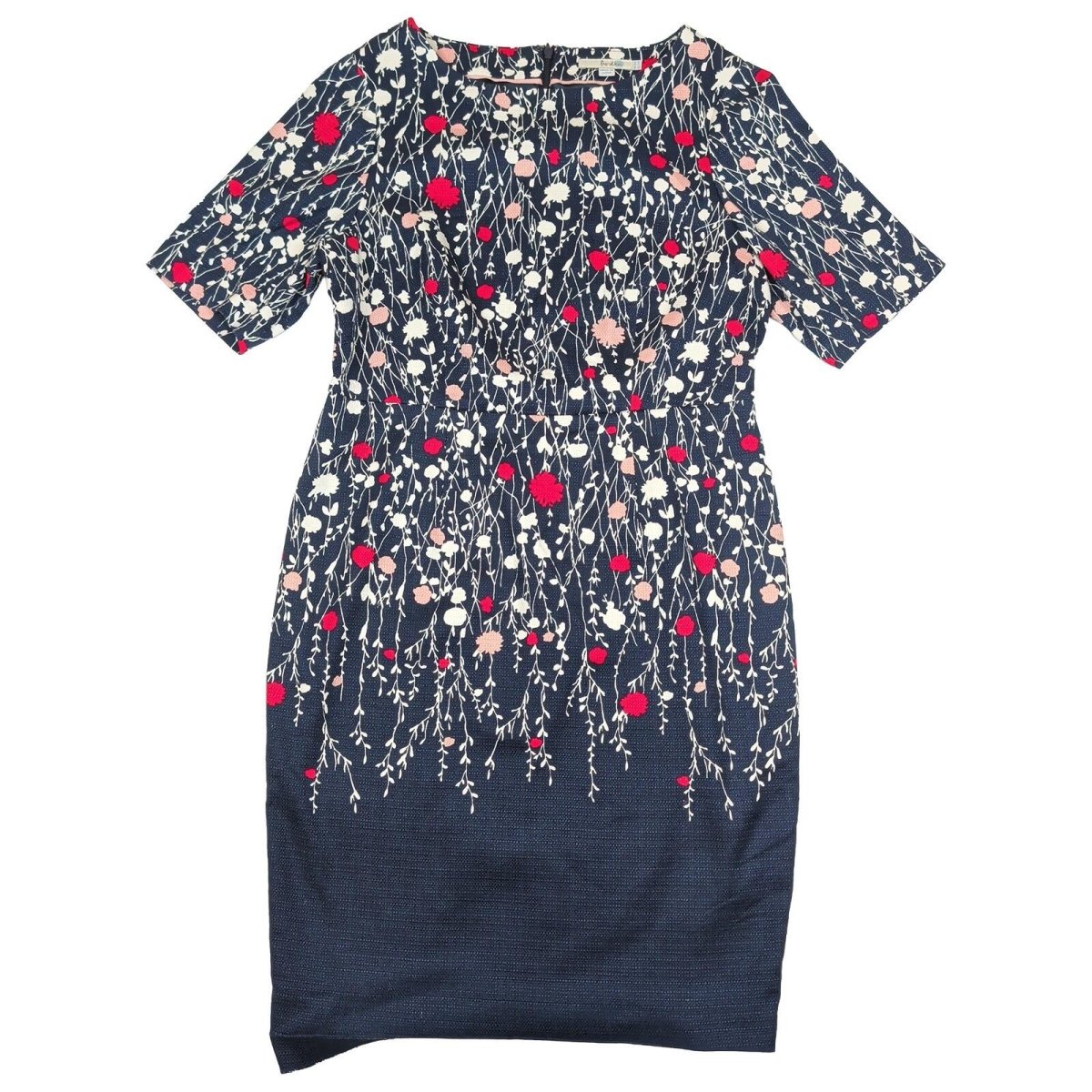 boden womens navy blue floral short sleeve knee length shift dress size uk 16 r by Boden – | RewearableUK