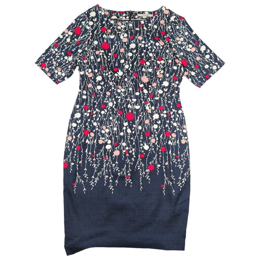 boden womens navy blue floral short sleeve knee length shift dress size uk 16 r by Boden – | RewearableUK