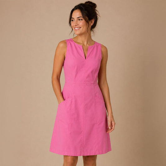 Boden Womens Pink Cotton Stretch Shift Dress UK 10R Sleeveless Pockets – Dresses product photo 1 | RewearableUK