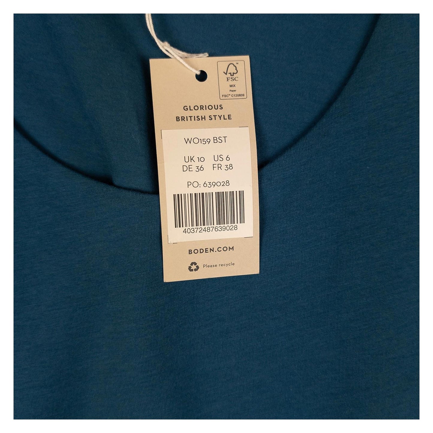 Boden Womens Sleeveless Top Vest UK 10 Teal Cotton Stretch Scoop Neck NWT by Boden – | RewearableUK