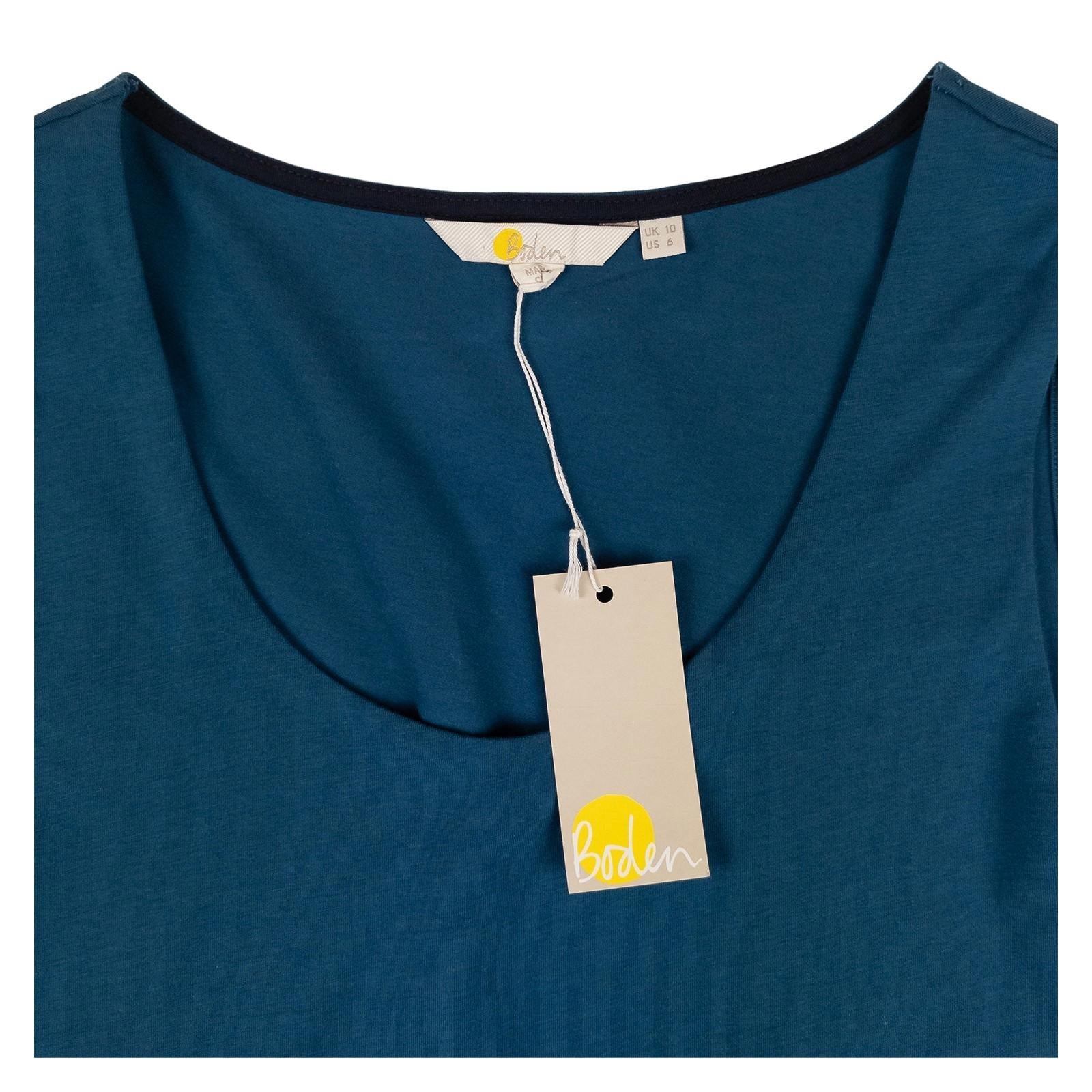 Boden Womens Sleeveless Top Vest UK 10 Teal Cotton Stretch Scoop Neck NWT by Boden – | RewearableUK