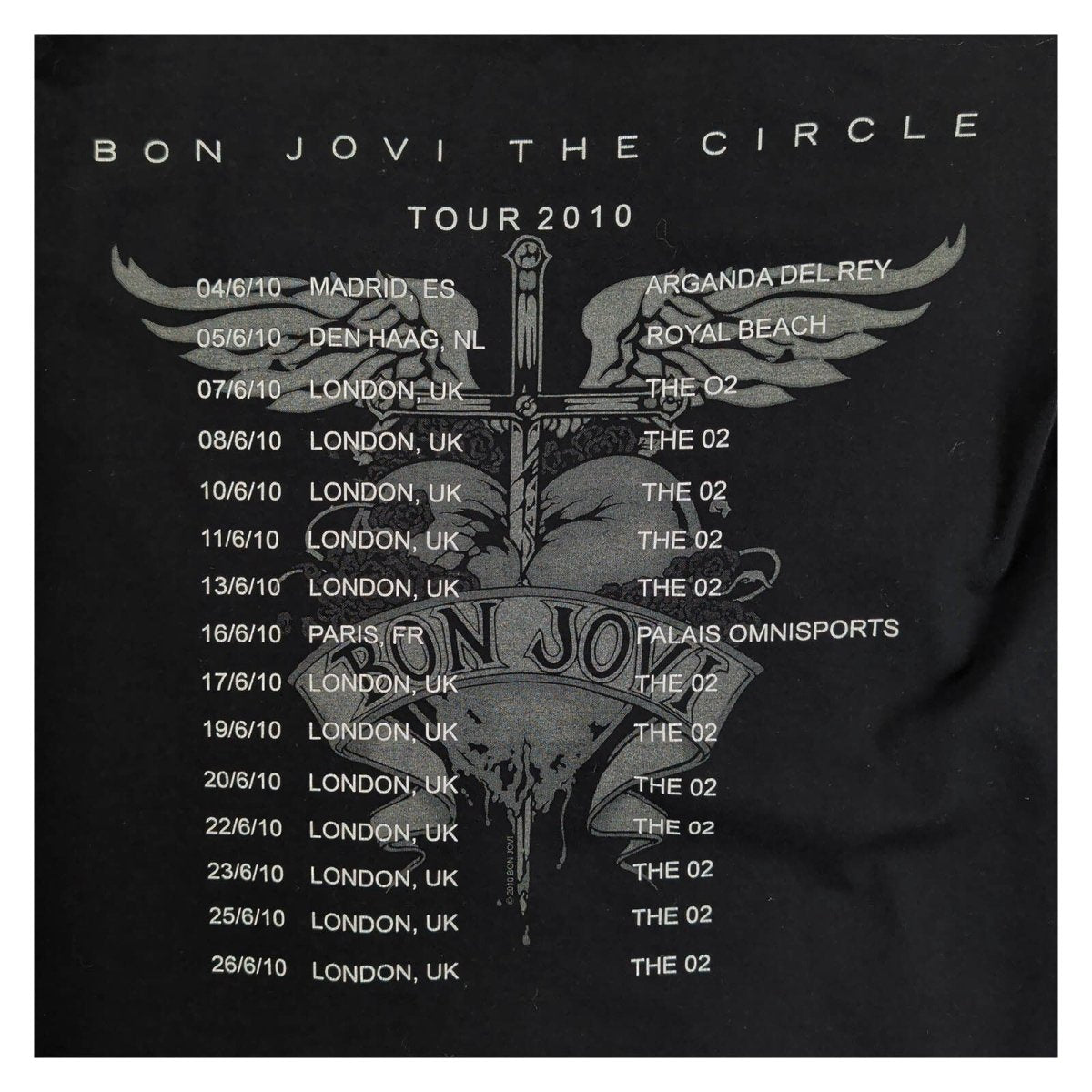 Bon Jovi The Circle Tour 2010 Double-Sided Black T-Shirt Size S – product photo 4 | RewearableUK