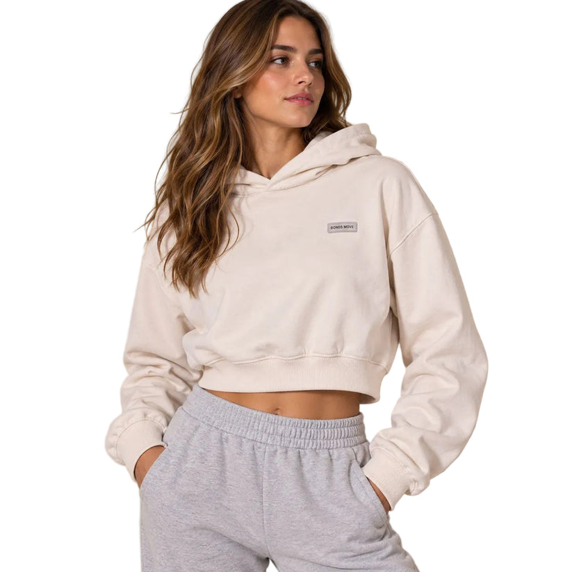 Bonds Women Hoodie Large Cream Cropped Cotton Elastane – Sweater & Hoodie product photo 1 | RewearableUK