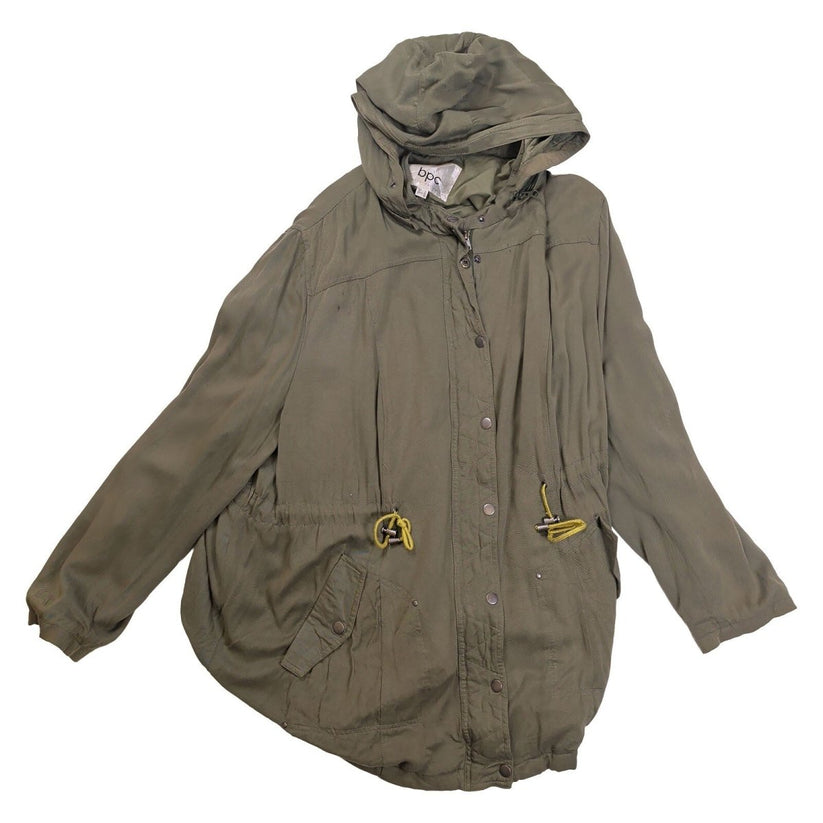 bpc Bonprix Women's Khaki Green Hooded Parka Jacket UK 24 Cotton Drawstring – product photo 2 | RewearableUK