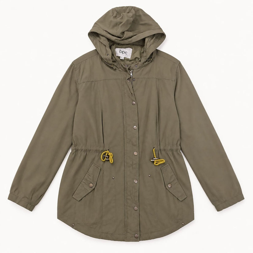 bpc Bonprix Women's Khaki Green Hooded Parka Jacket UK 24 Cotton Drawstring – product photo 1 | RewearableUK