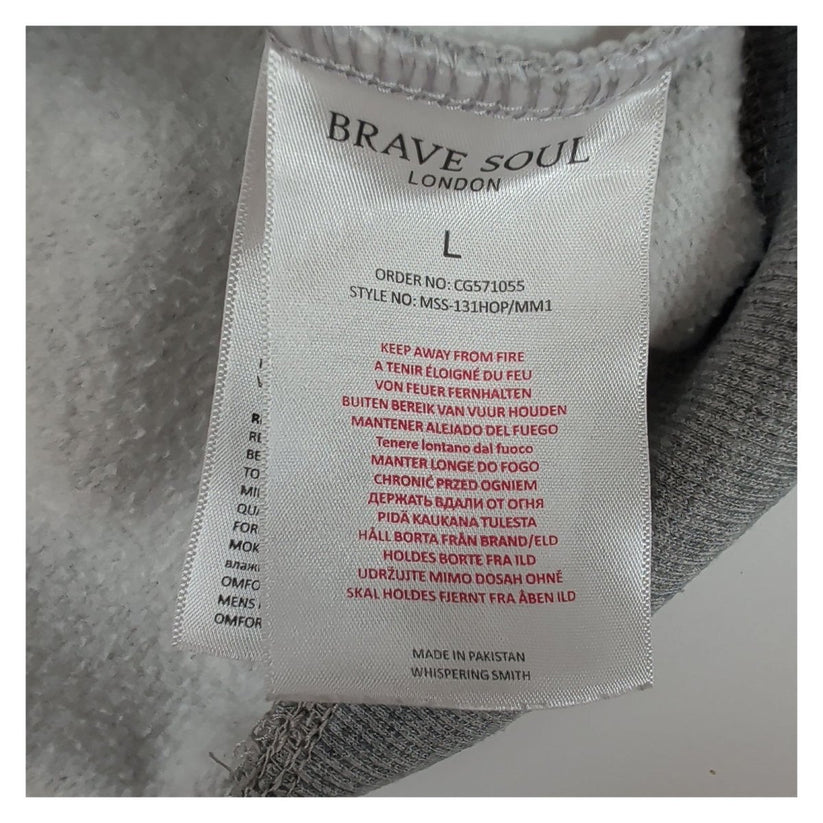 Brave Soul Mens Grey Pullover Hoodie Size L Embroidered Banana Logo Sweatshirt – product photo 6 | RewearableUK