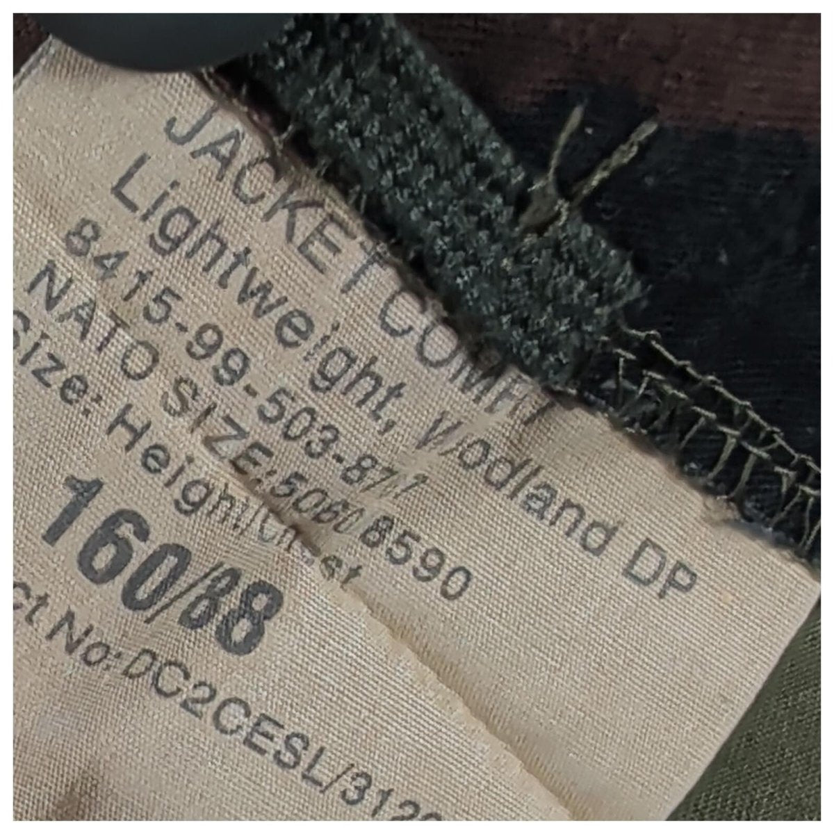 British Army DPM Lightweight Combat Jacket 160/88 Small Name Tape – product photo 5 | RewearableUK