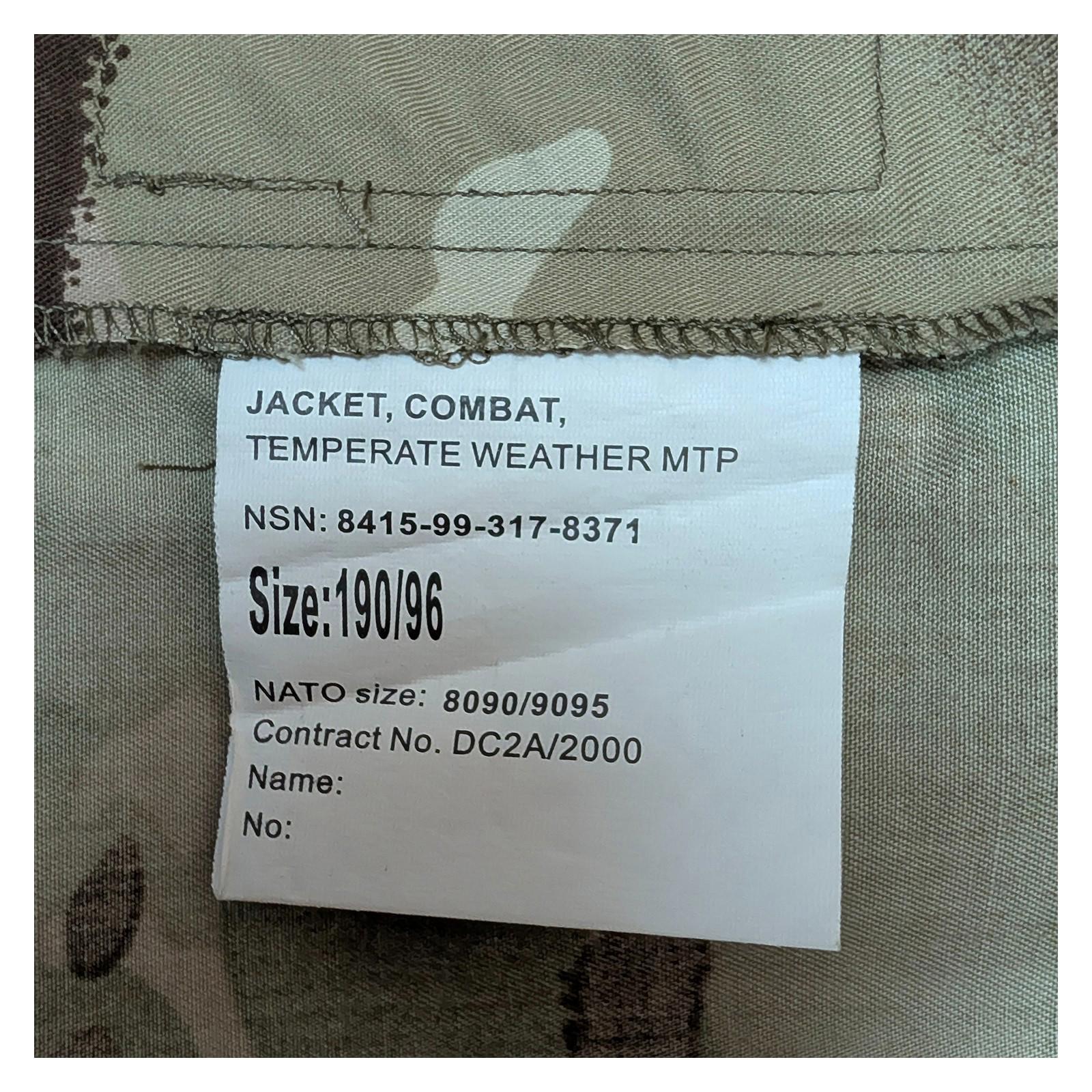 british army mtp camo combat jacket temperate weather mens size 190 96 by RewearableUK – | RewearableUK