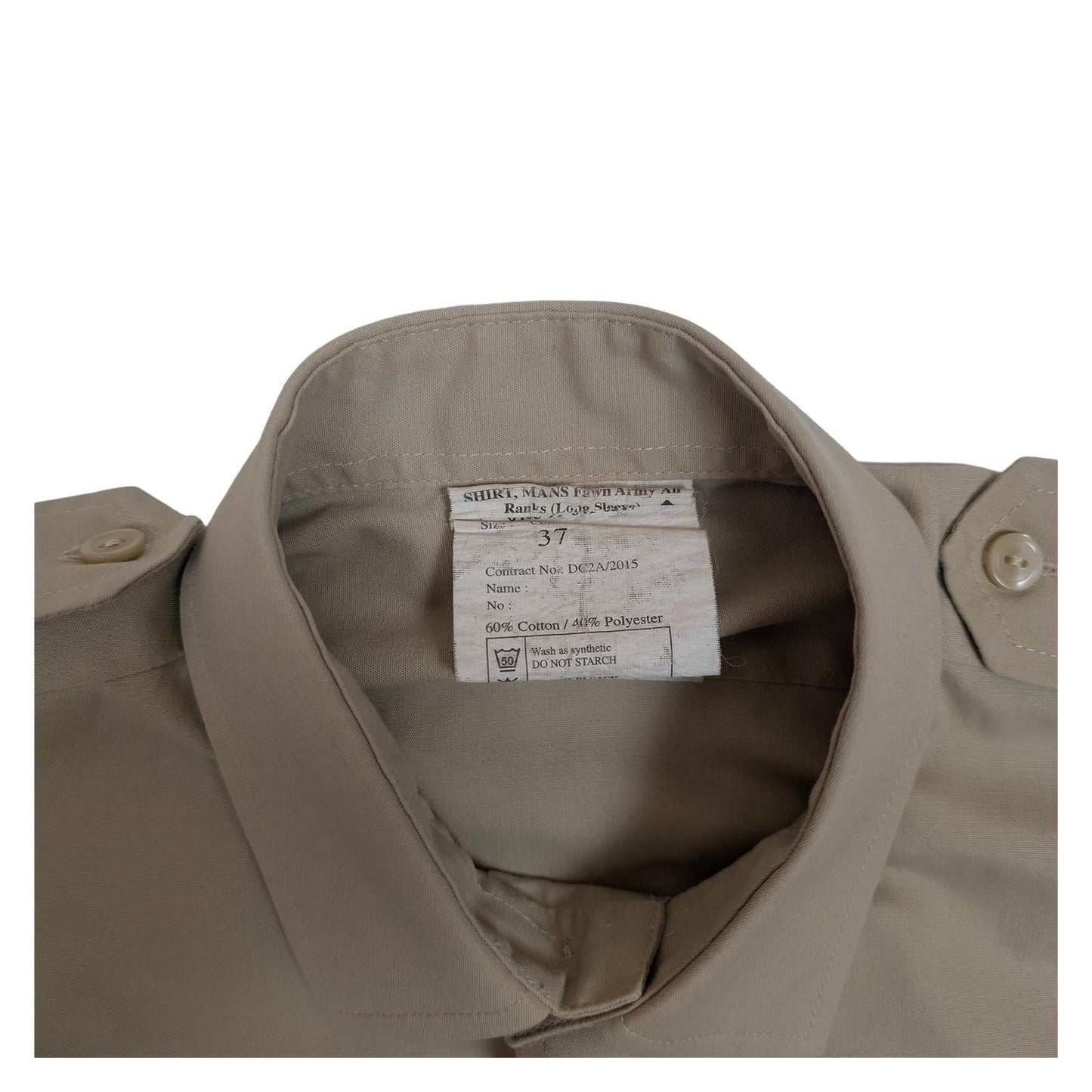 British Army Shirt Fawn All Ranks Long Sleeve Collar 37 (14.5") Military Surplus by RewearableUK – | RewearableUK