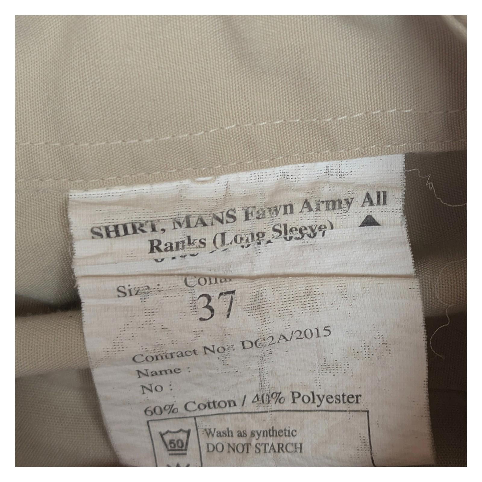 British Army Shirt Fawn All Ranks Long Sleeve Collar 37 (14.5") Military Surplus by RewearableUK – | RewearableUK