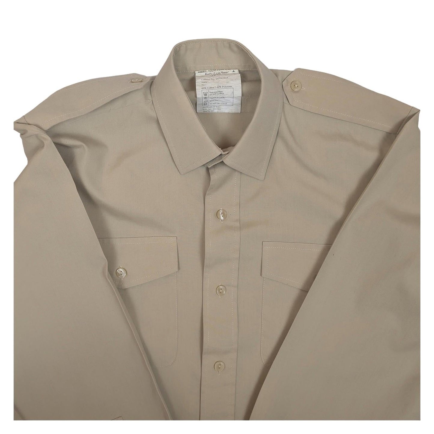 British Army Shirt Fawn All Ranks Long Sleeve Collar 37 (14.5") Military Surplus by RewearableUK – | RewearableUK