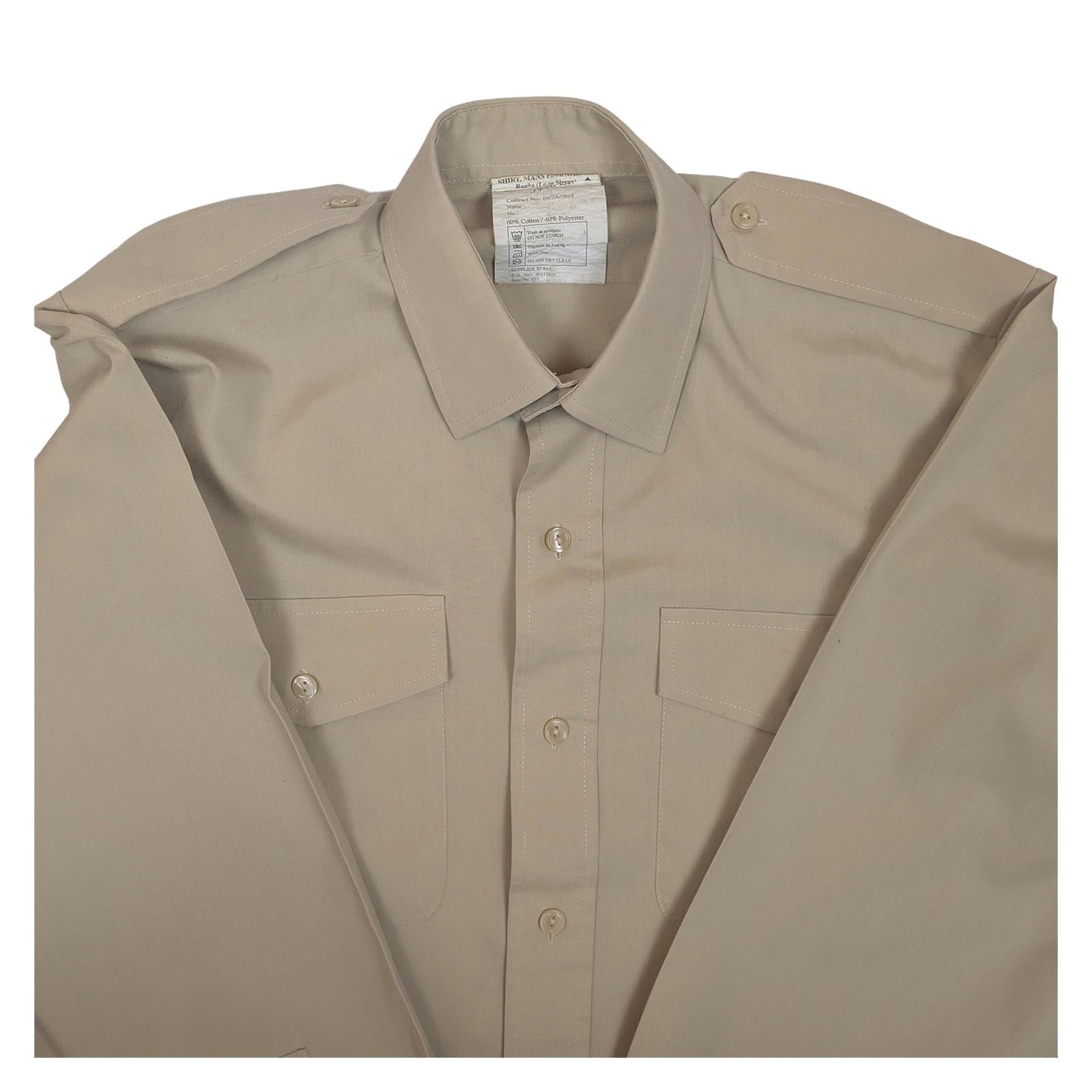 British Army Shirt Fawn All Ranks Long Sleeve Collar 37 (14.5") Military Surplus by RewearableUK – | RewearableUK