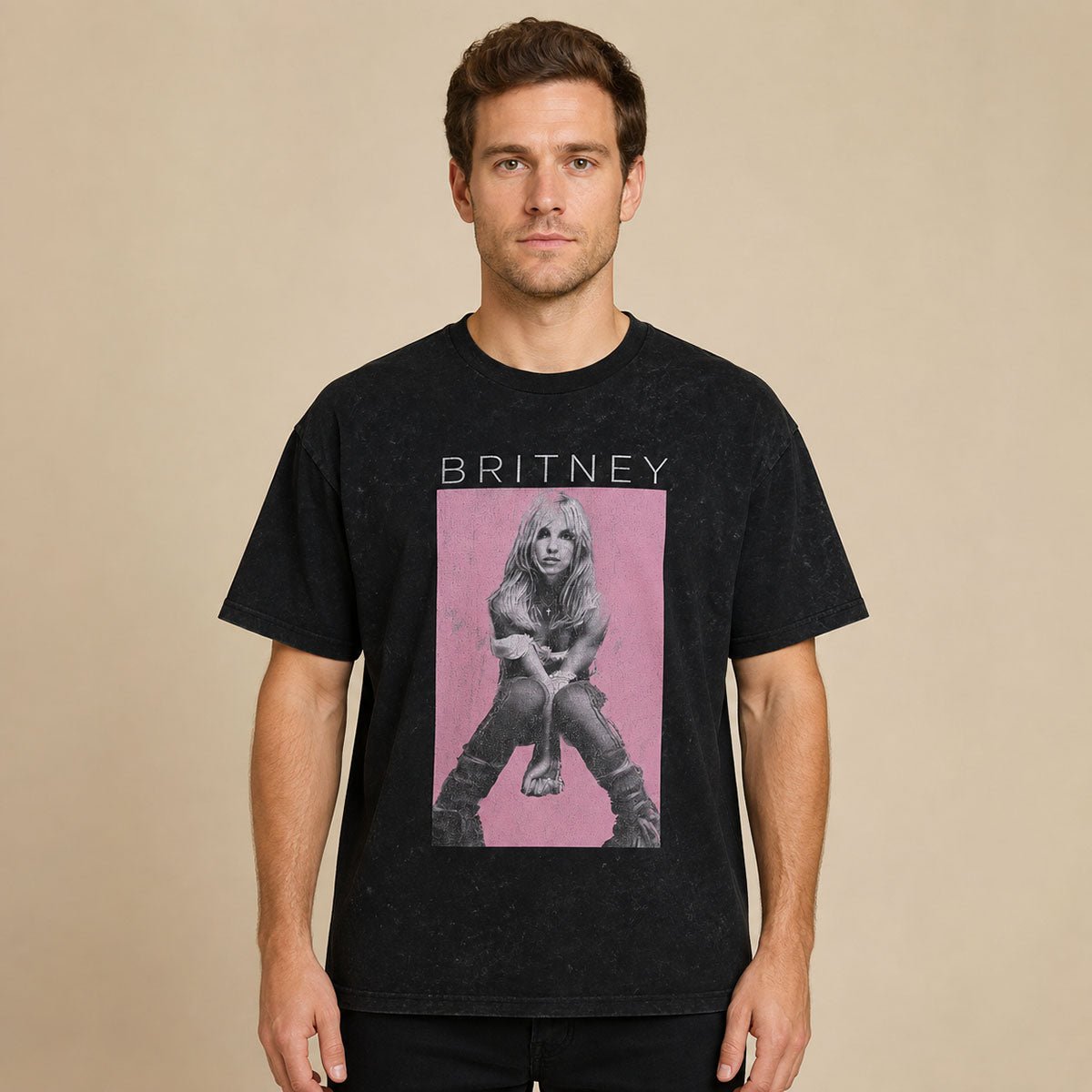 Britney Spears 2022 T-Shirt 2XL Black Pink Acid-Wash Official Tee – Music T-Shirt product photo 1 | RewearableUK